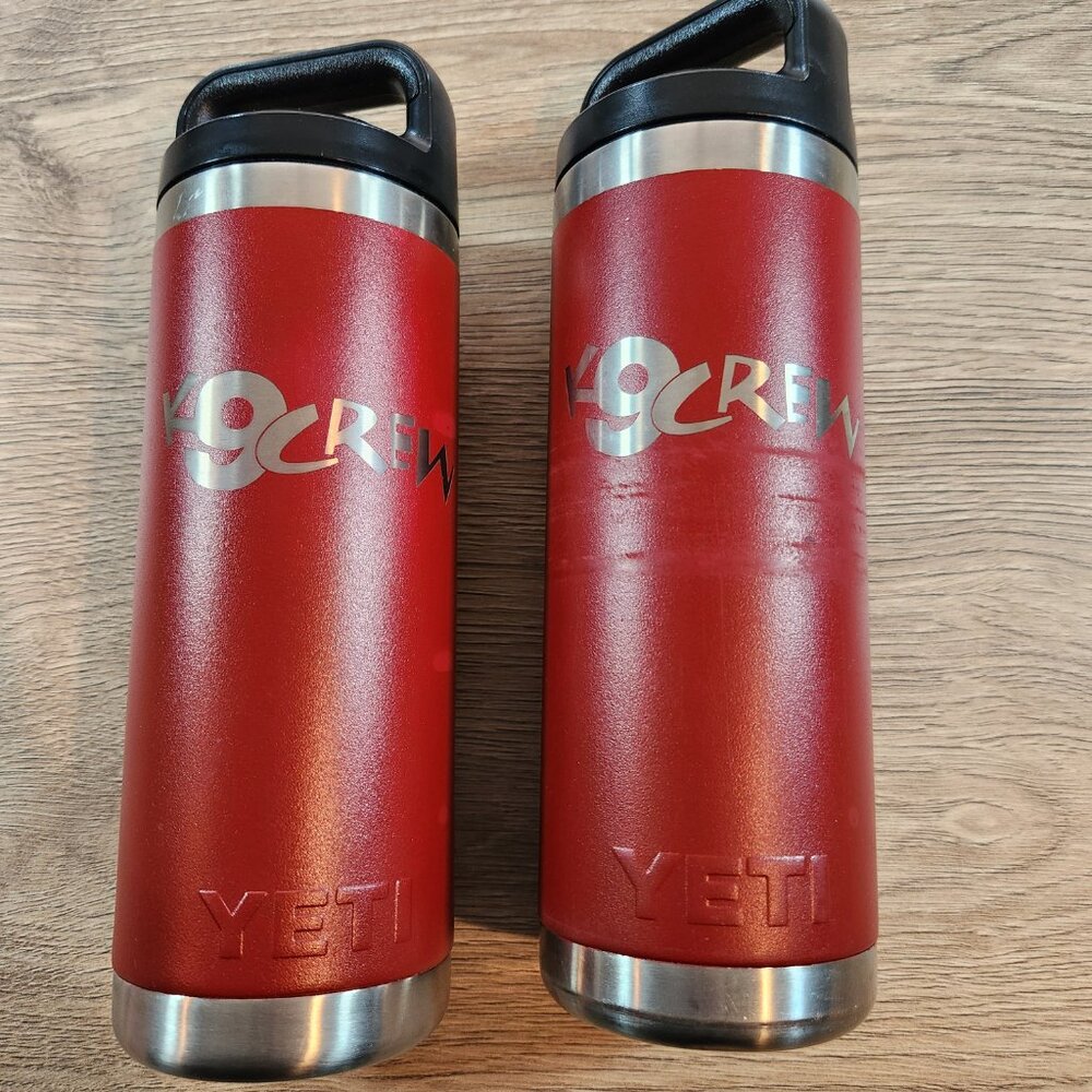 Lot of (2) Authentic YETI Rambler 18 oz Bottles - Rescue Red - "K9 Crew" - Picture 4 of 11